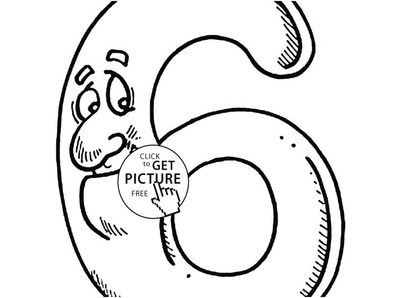 827x609 Coloring Number 6 Number 1 Coloring Page Collection Funny 6