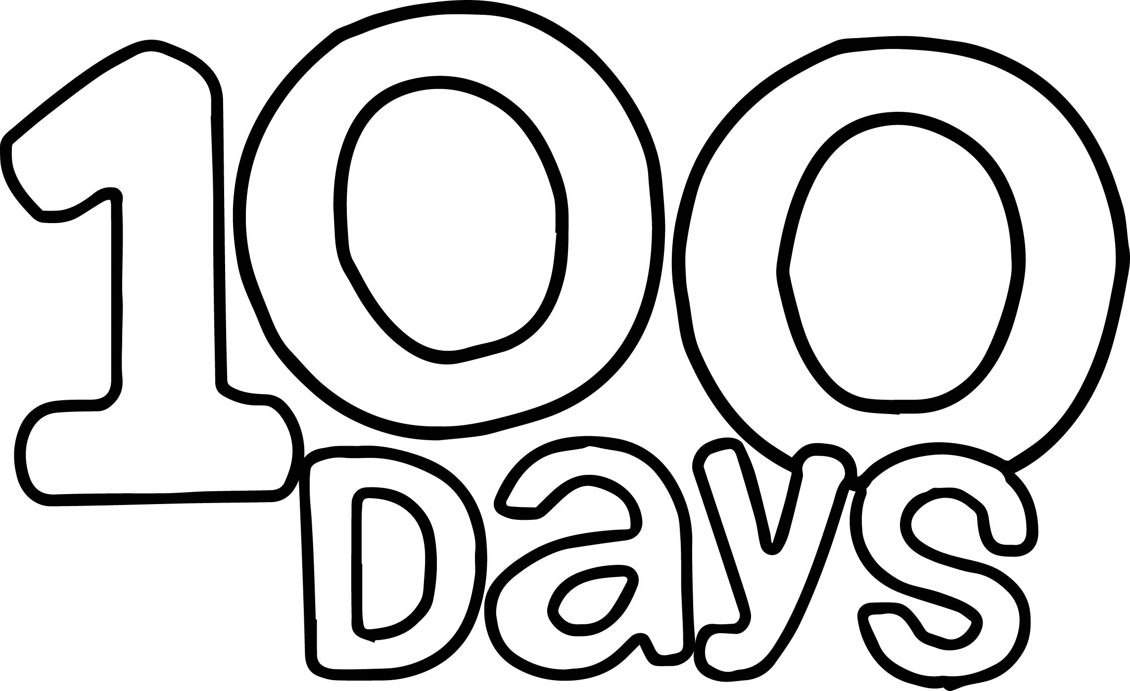 2284x1397 100 Days Text Coloring Page Wecoloringpage With One Hundred