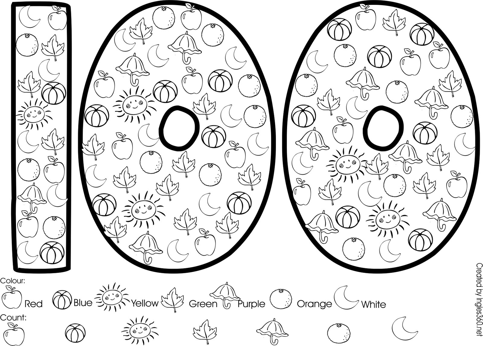 1600x1145 Colour And Count Numberr 100 Coloring Page