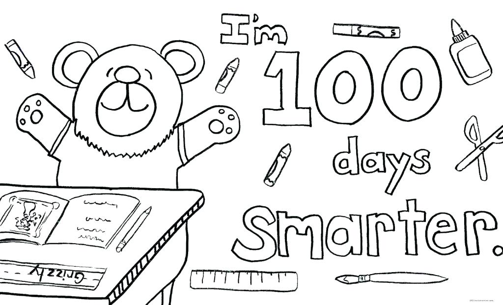 1024x621 100 Days Of School Coloring Pages Interesting 100th Day Of School