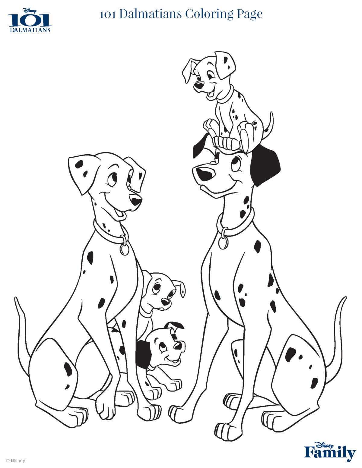 1200x1553 101 Dalmatians Coloring Page Disney Family
