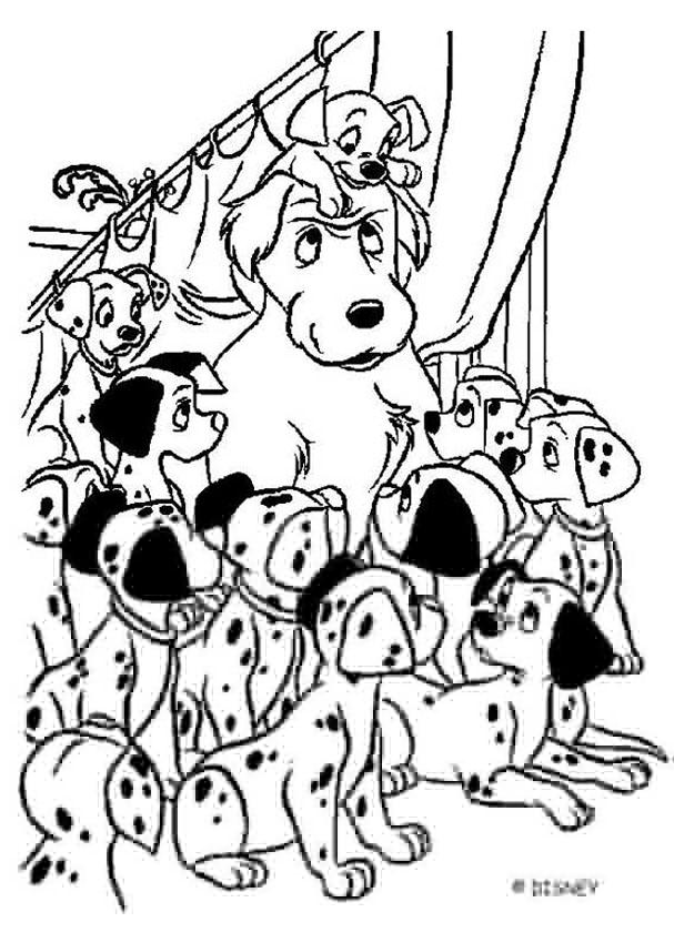 607x850 Color This Adorable 101 Dalmatians Coloring Page Of All The Babies
