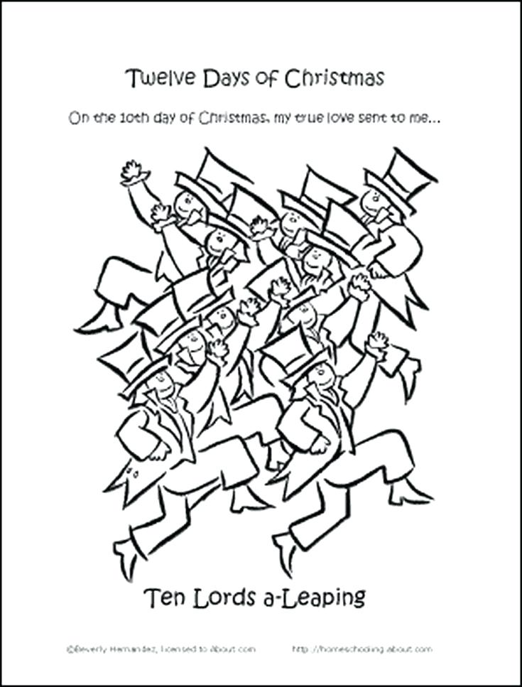 735x967 Twelve Days Of Christmas Coloring Pages Twelve Days Of Coloring