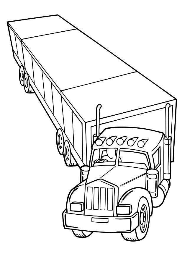 600x859 Trailer Semi Truck Coloring Page