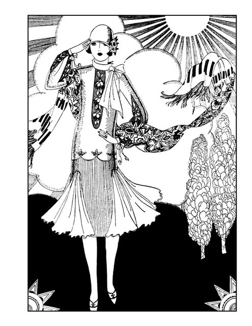 495x640 Vintage Fashion From The Mid 1920s Vintage Women Adult Coloring