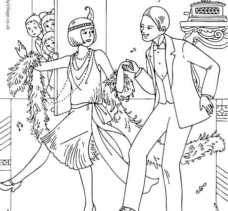 460x425 1920s Coloring Pages Dancing Colouring Page Ideas