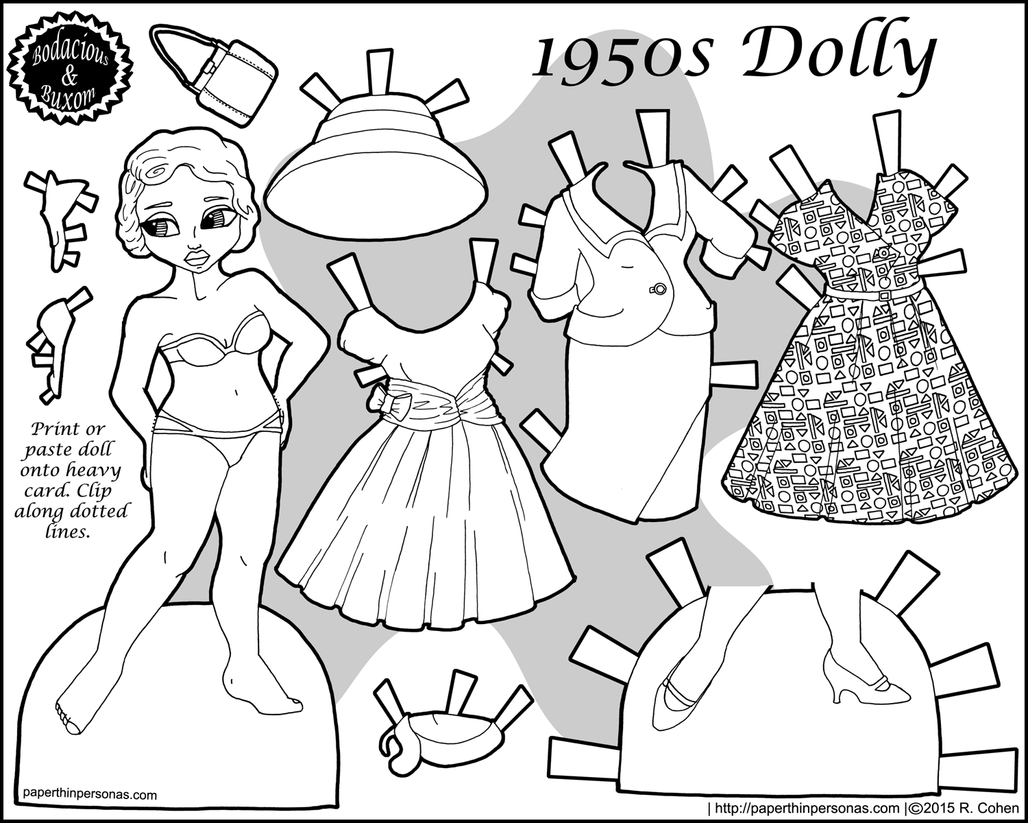 1500x1200 1950s Retro Fashion Paper Doll