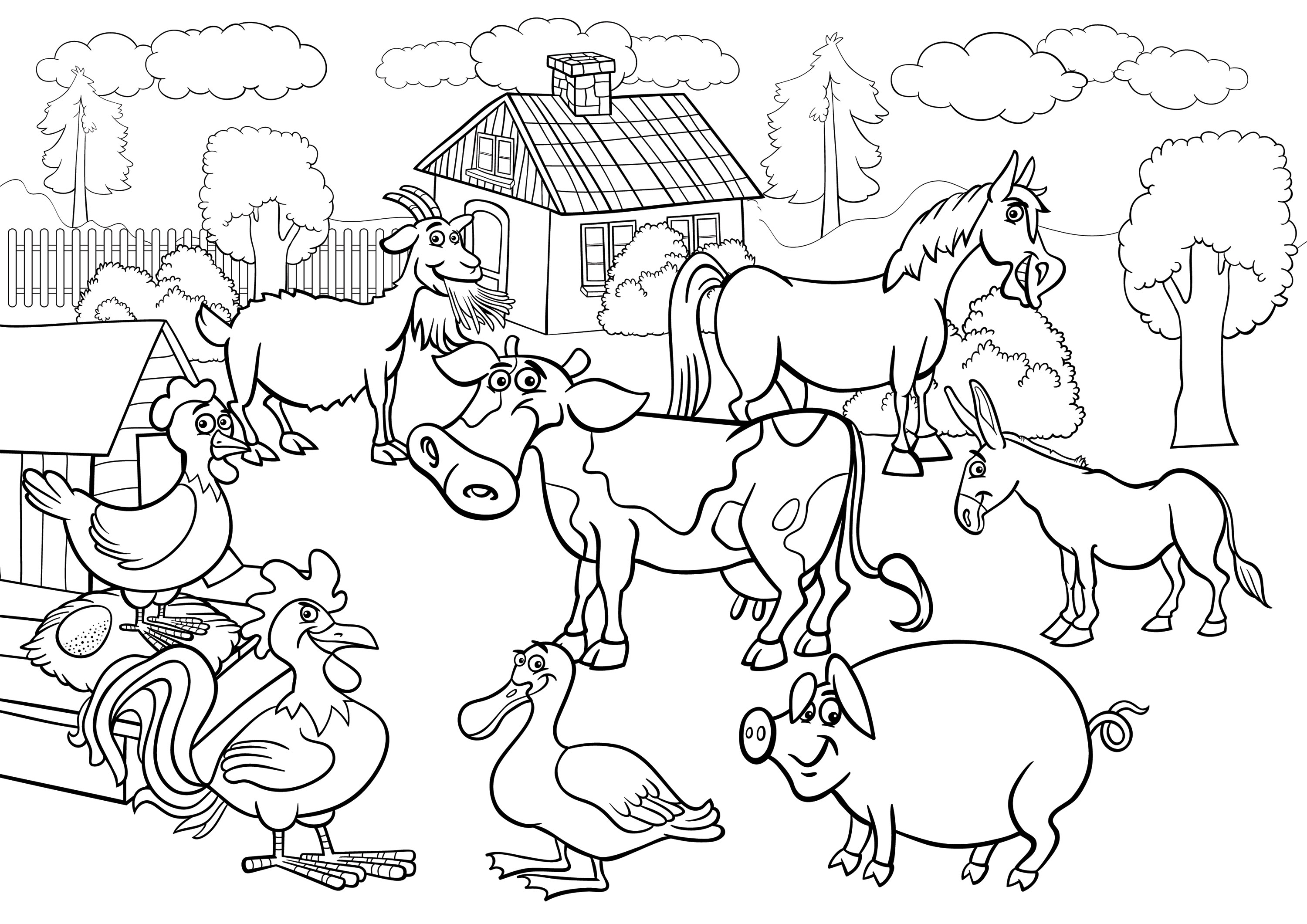 3000x2121 Farm Coloring Pages Pdf Download