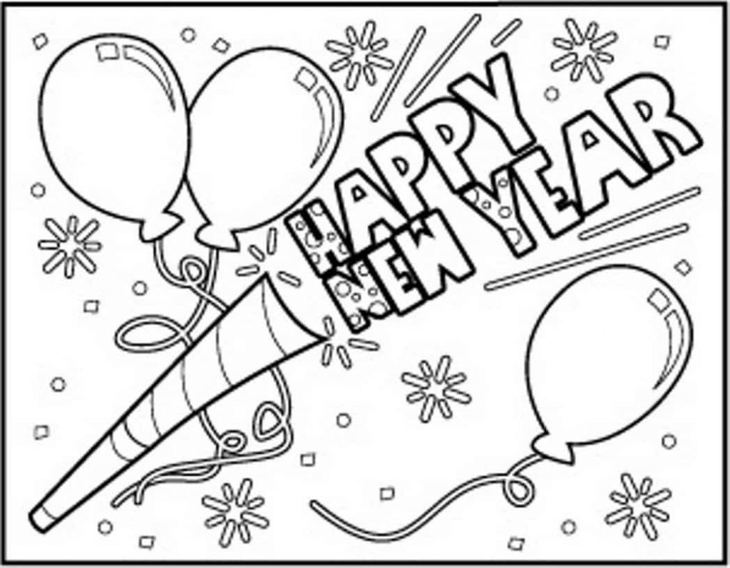 1024x797 Happy New Year 2018 Coloring Pages To Print Happy New Year 2018