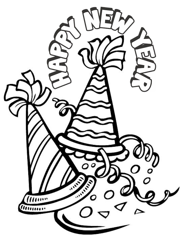 751x987 Happy New Year Hat Coloring Pages