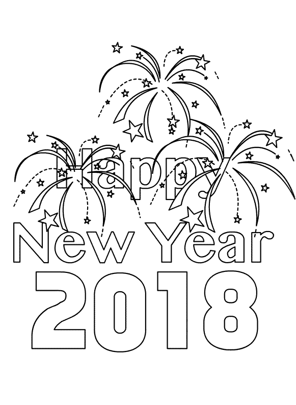 581x794 Happy New Year 2018 Coloring Page