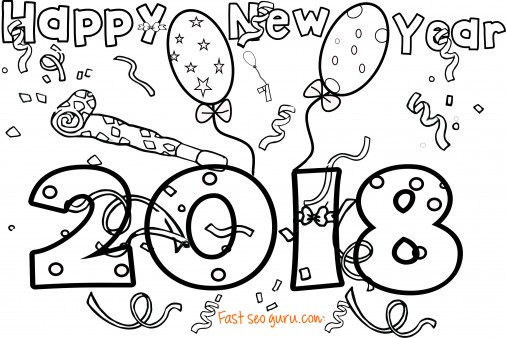 506x338 New Years 2018 Coloring Page For Kids