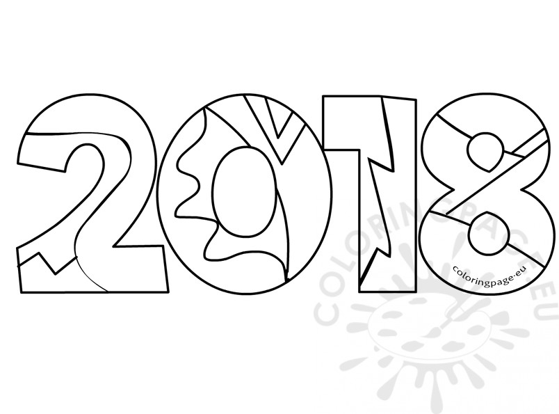 804x595 2018 New Year Adult Coloring Book Coloring Page