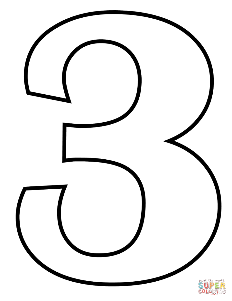791x1024 Number 3 Coloring Page Get Bubbles