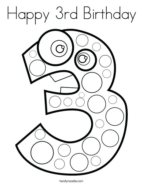 468x605 Birthday Color Page Number 3 Coloring Page Happy Birthday