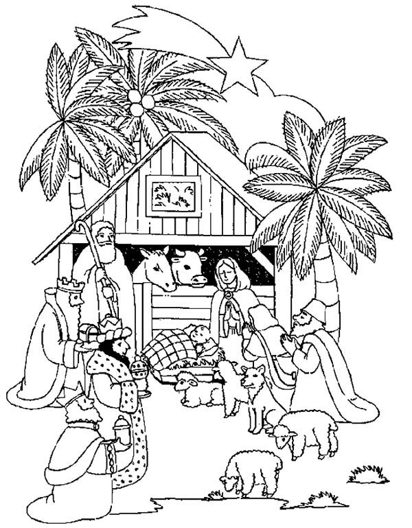 600x769 The Nativity Of Jesus And Three Kings Coloring Pages Batch Coloring