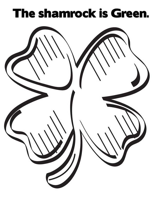 600x776 Green Shamrock Or Four Leaf Clover Coloring Page