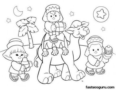 400x309 Free Printable Coloring Christmas Picture Of Wise Men.fargel