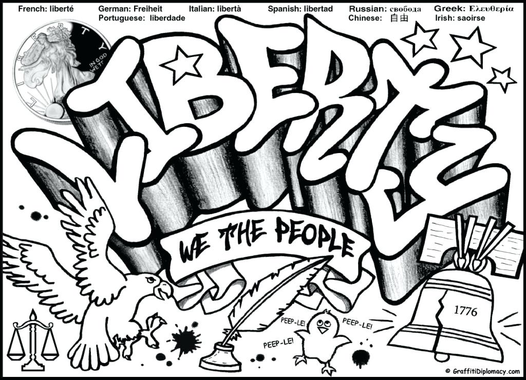 1024x740 3d Coloring Pages Printable Free Graffiti Coloring Page Liberty