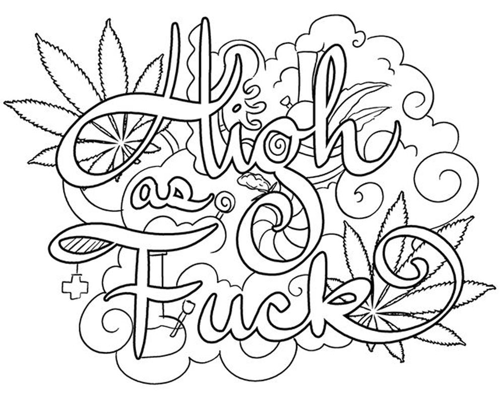 1000x780 Weed Coloring Pages 420 Swear Words