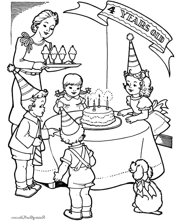600x734 Drawing Pictures Of Birthday Party Little Girl Fourth Birthday