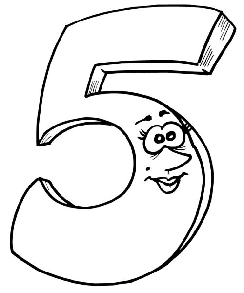 500x600 Free Printable Number 5 Coloring Pages