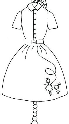236x425 50s Coloring Pages Poodle Coloring Page Poodle Skirt Coloring Page