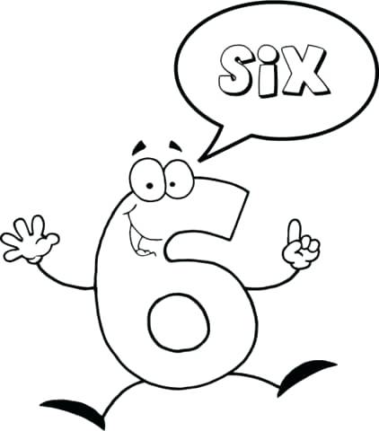 422x480 Coloring Number 6 Number 6 Coloring Page Free