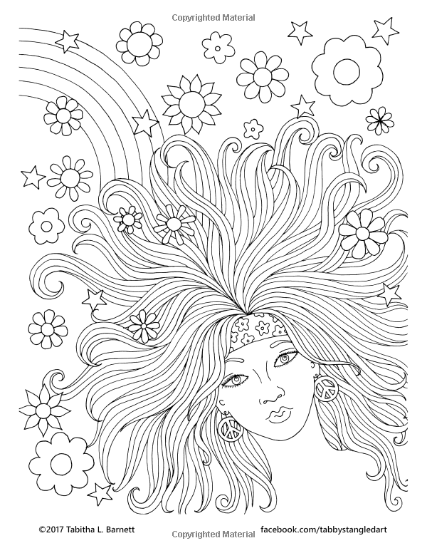 600x776 That 60s Coloring Book 25 Hippie Inspired Adult Coloring Pages