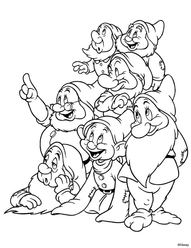 612x792 7 Dwarfs Coloring Pages Kids Under 7 Snow White And The Seven