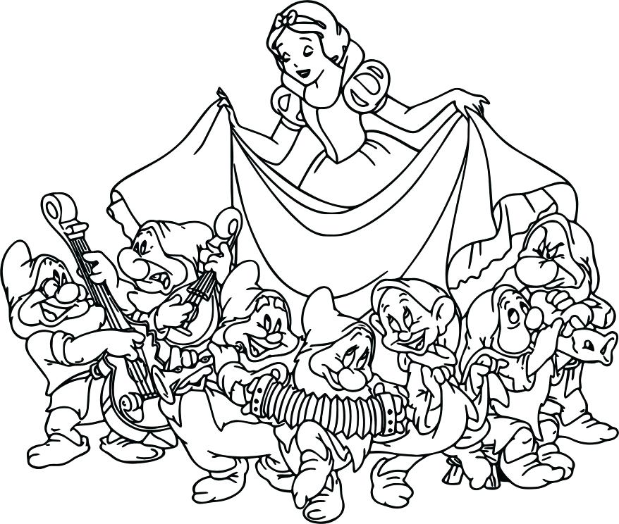 878x744 7 Dwarfs Coloring Pages Snow White The Seven Page Mesmerizing Free