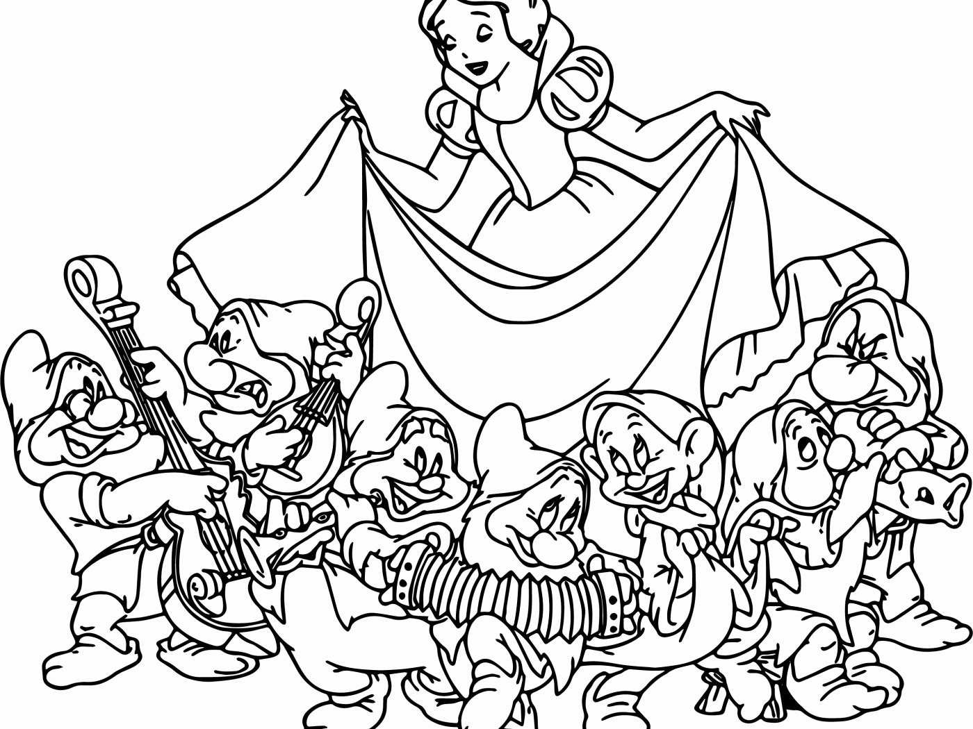 1400x1050 Snow White And The 7 Dwarfs Coloring Pages Photos Happy 7 Dwarfs