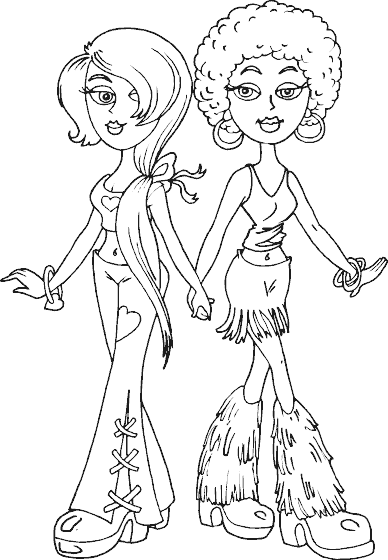 388x560 Two 70s Girls Coloring Page