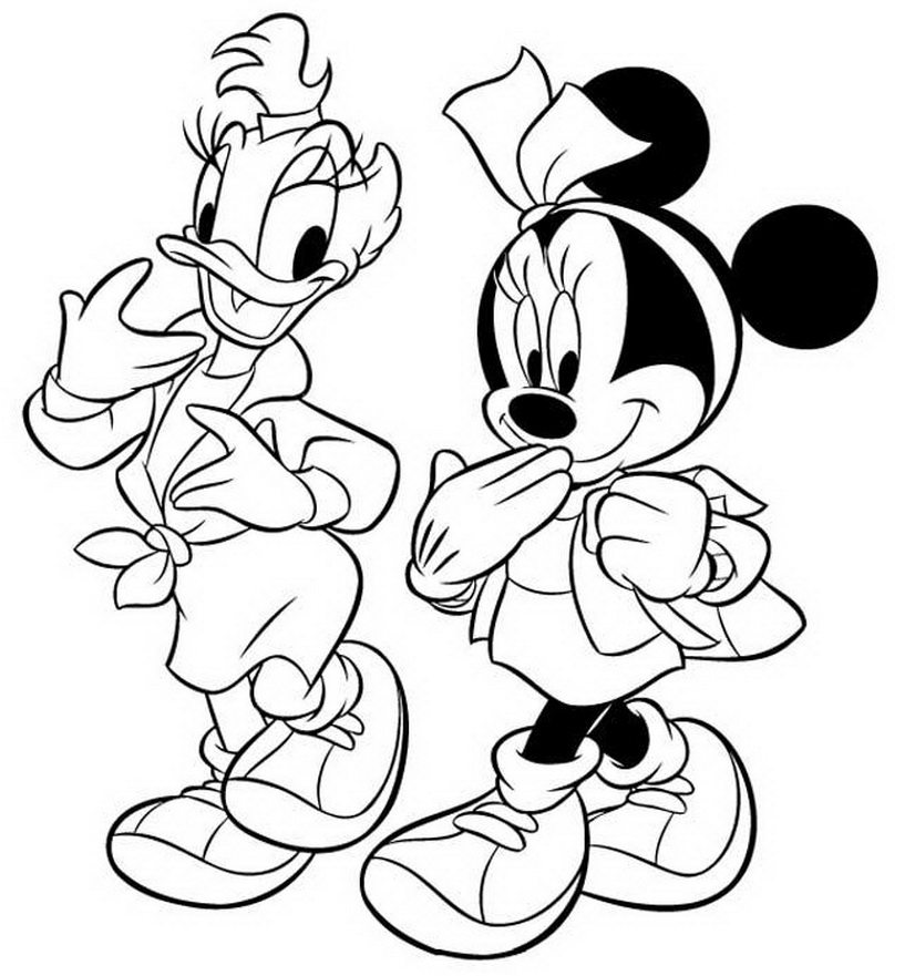 826x881 Minnie And Daisy In 80's Coloring Page Cartoon Pages