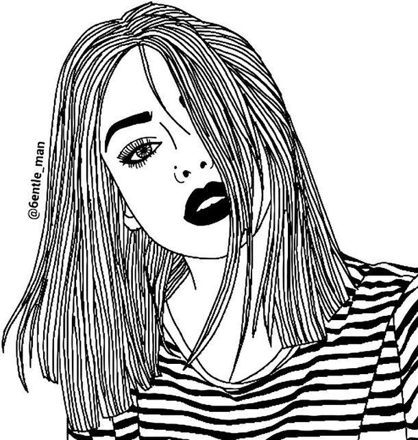 610x642 Hipster Tumblr Girl Coloring Pages Arty Art Art