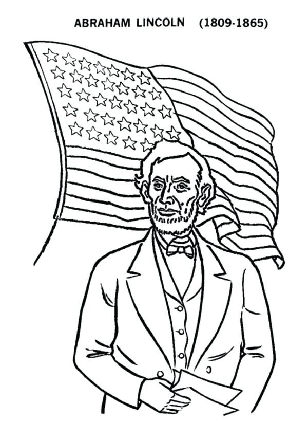 600x821 Abraham Lincoln Coloring Page And Us Flag On Us Presidents Day
