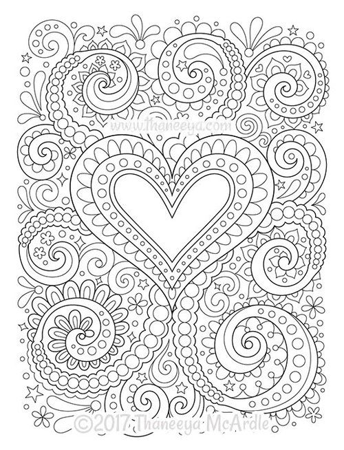 500x654 Abstract Heart Coloring Page By Thaneeya Mcardle Adult Coloring