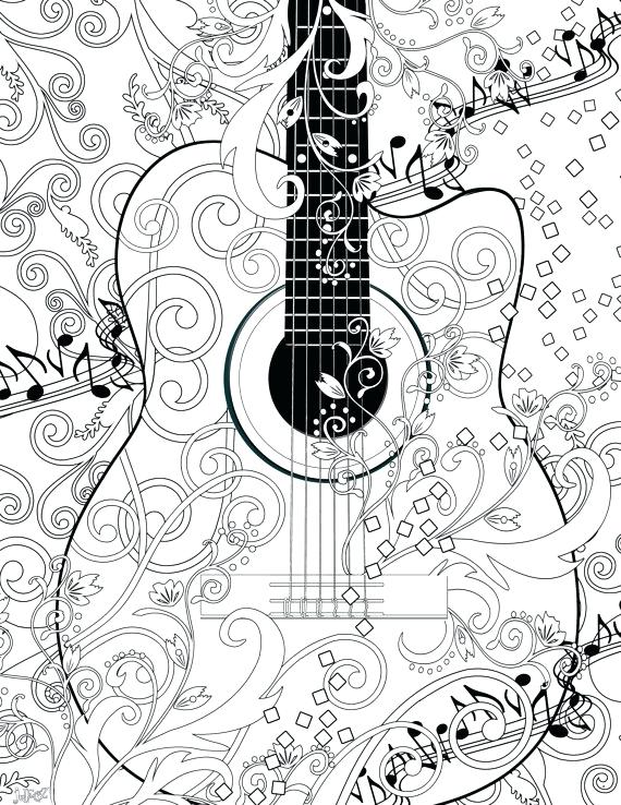 570x738 Guitar Coloring Pages Adult Coloring Page Printable Adult Guitar
