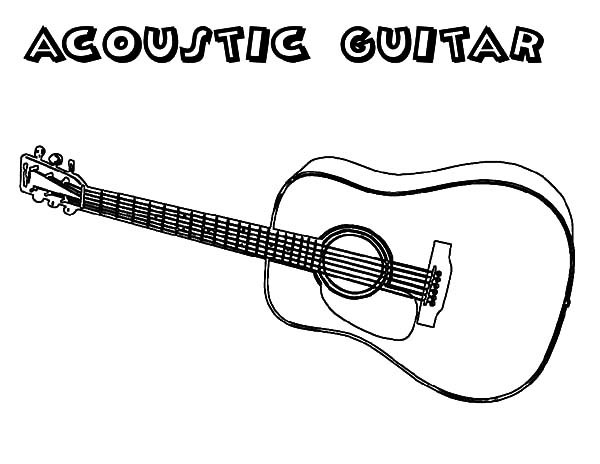 600x464 Acoustic Guitar Coloring Pages Color Bros
