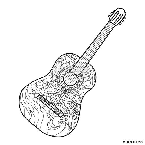 500x500 Crafty Inspiration Ideas Guitar Coloring Pages For Adults Hero