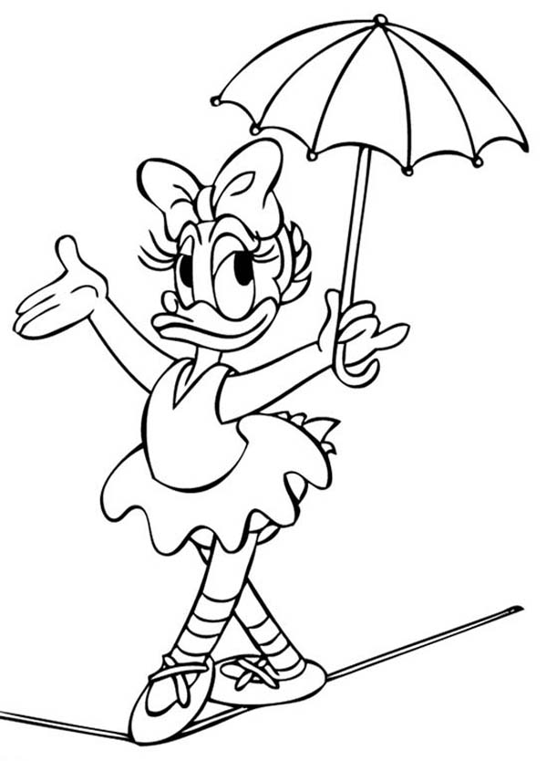 600x834 Daisy Duck Acrobat Walking On Rope While Holding An Umbrella