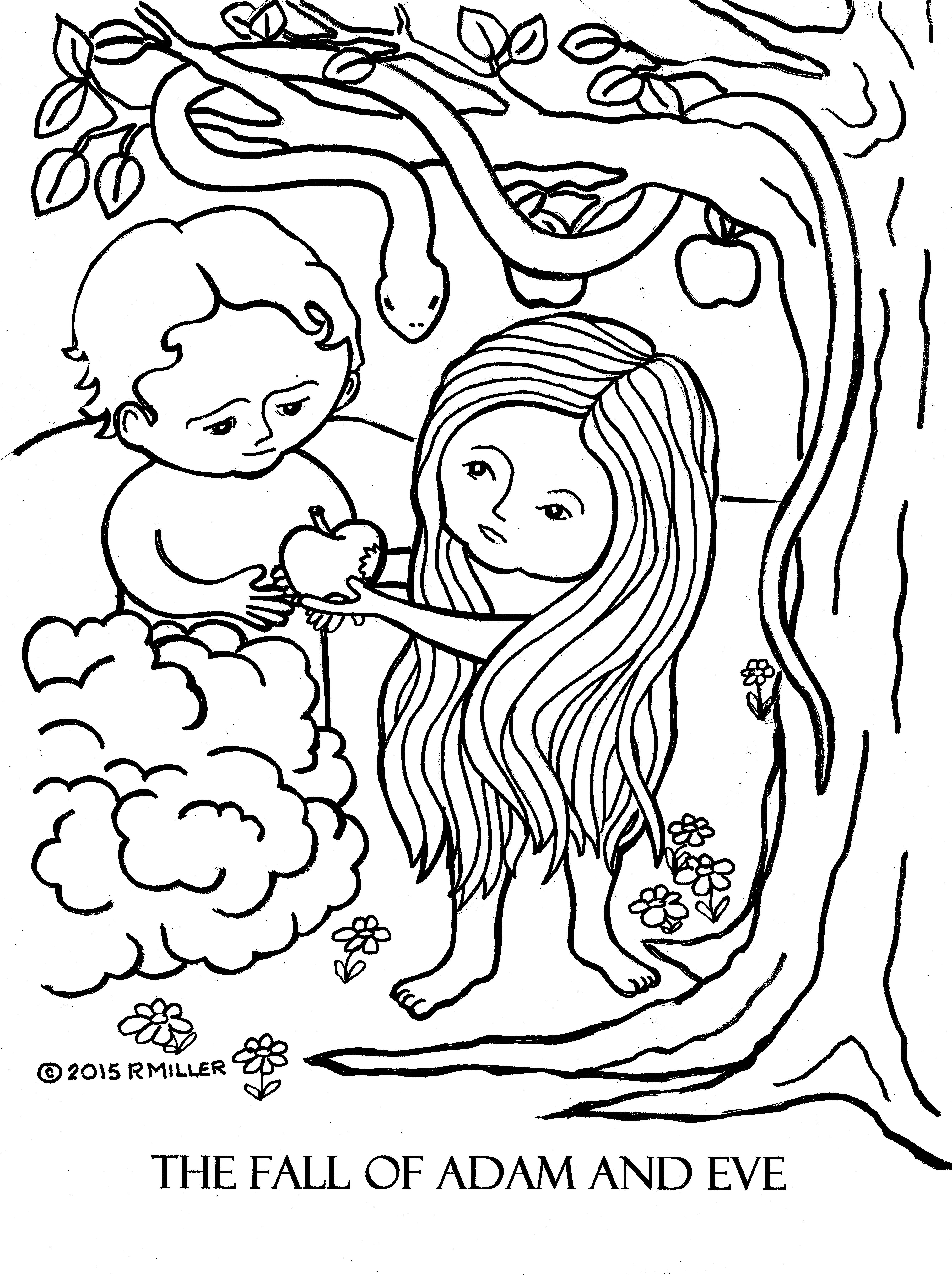 4936x6612 Adam And Eve Coloring Page Pages Free Draw To Color
