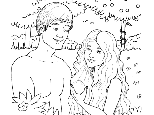 600x450 Adam And Eve Coloring Page Simple Adam And Eve Coloring Pages