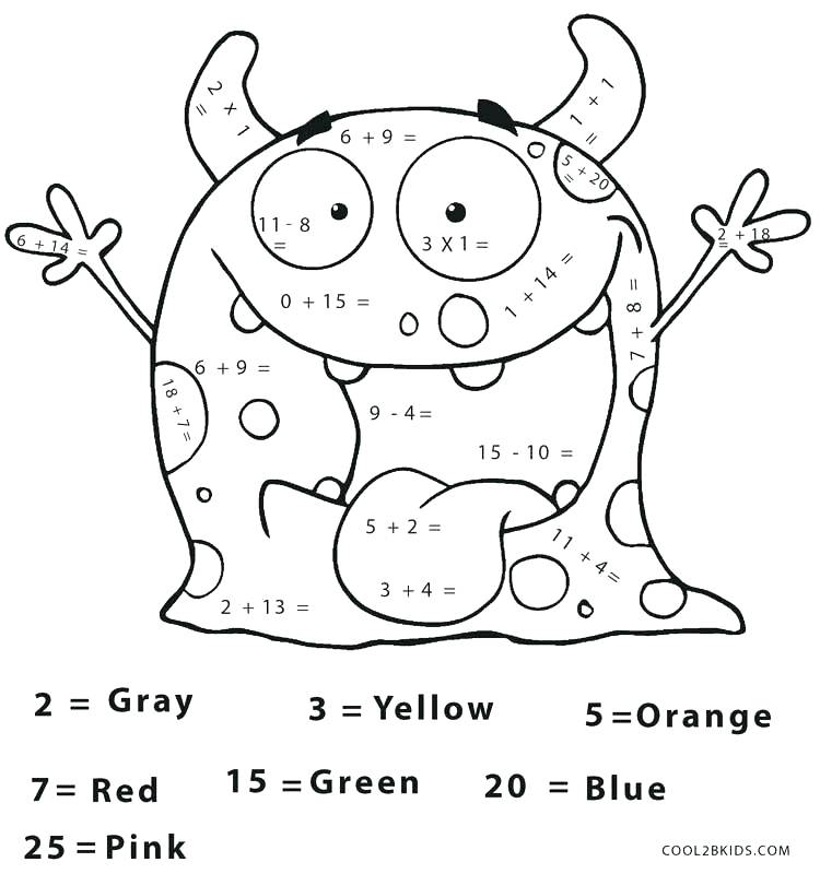 750x800 Addition Coloring Worksheets Lantern Maths Facts Colouring Page