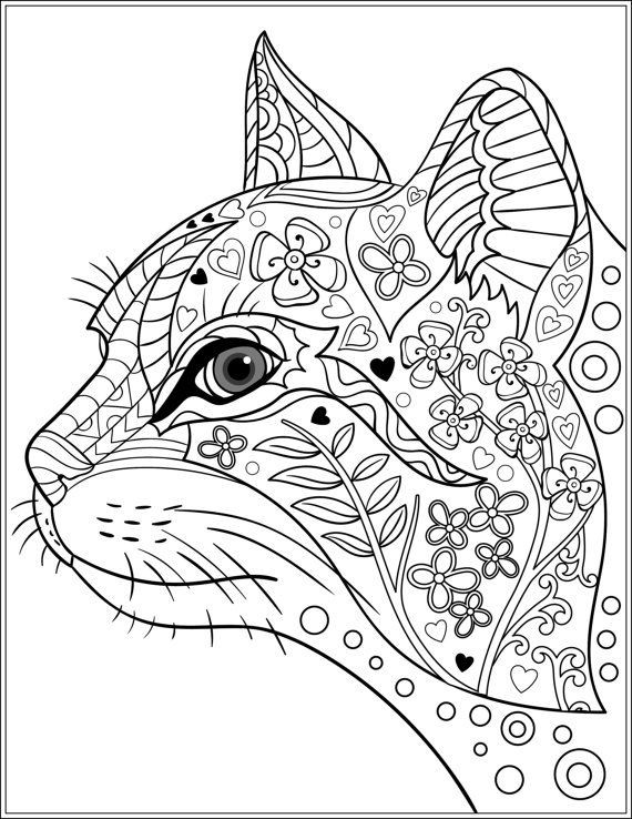570x738 Adult Coloring Page Cat Wagashiya