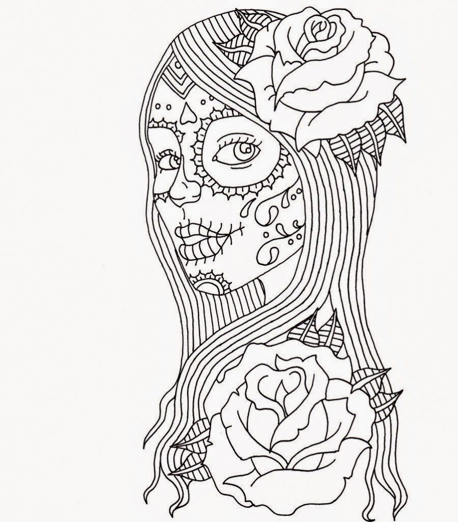 898x1024 Day Of The Dead Coloring Pages For Adults