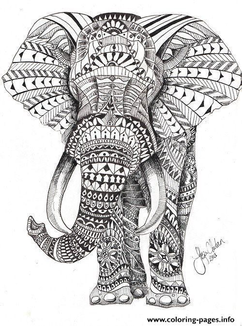 500x673 Print Elephant For Adults Color Hard Difficult Coloring Pages