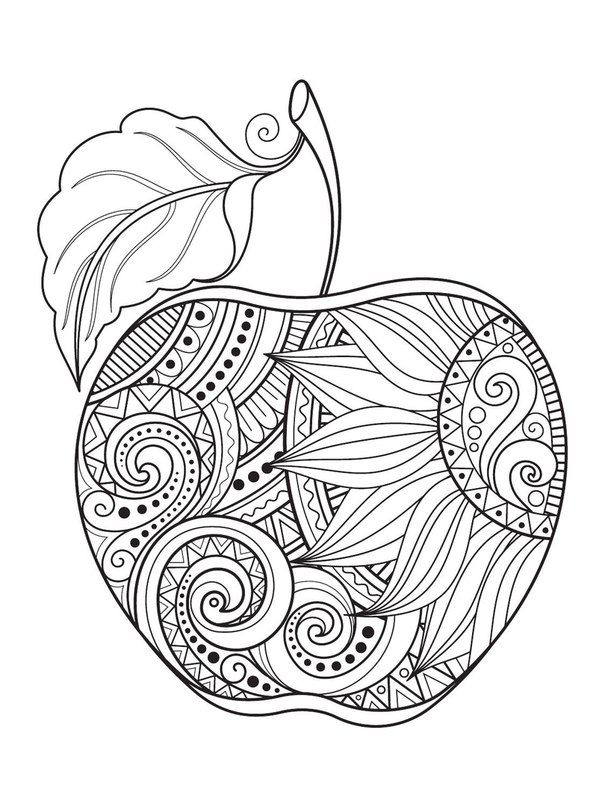 605x807 Apple Coloring Pages For Adults