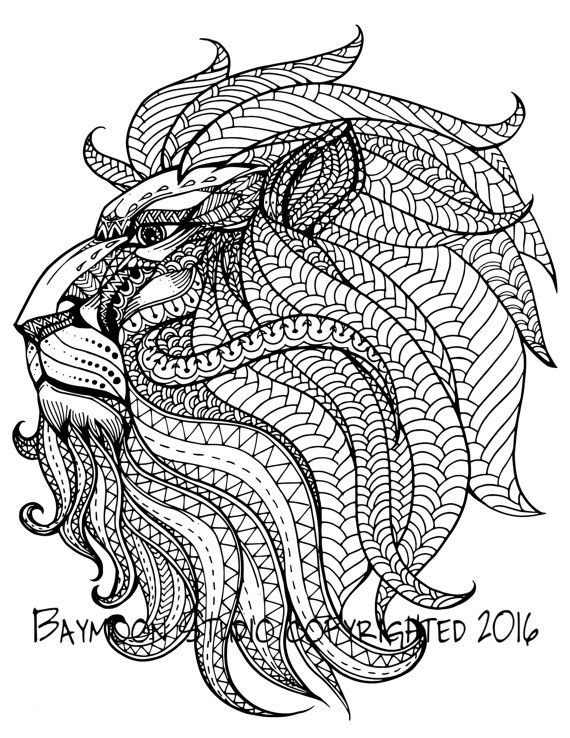 570x738 Royal Lion Head Adult Coloring Pages Colouring~animals