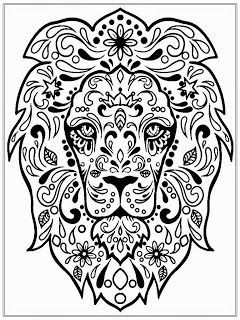 240x320 Detailed Lion Head Colouring In Page Amp